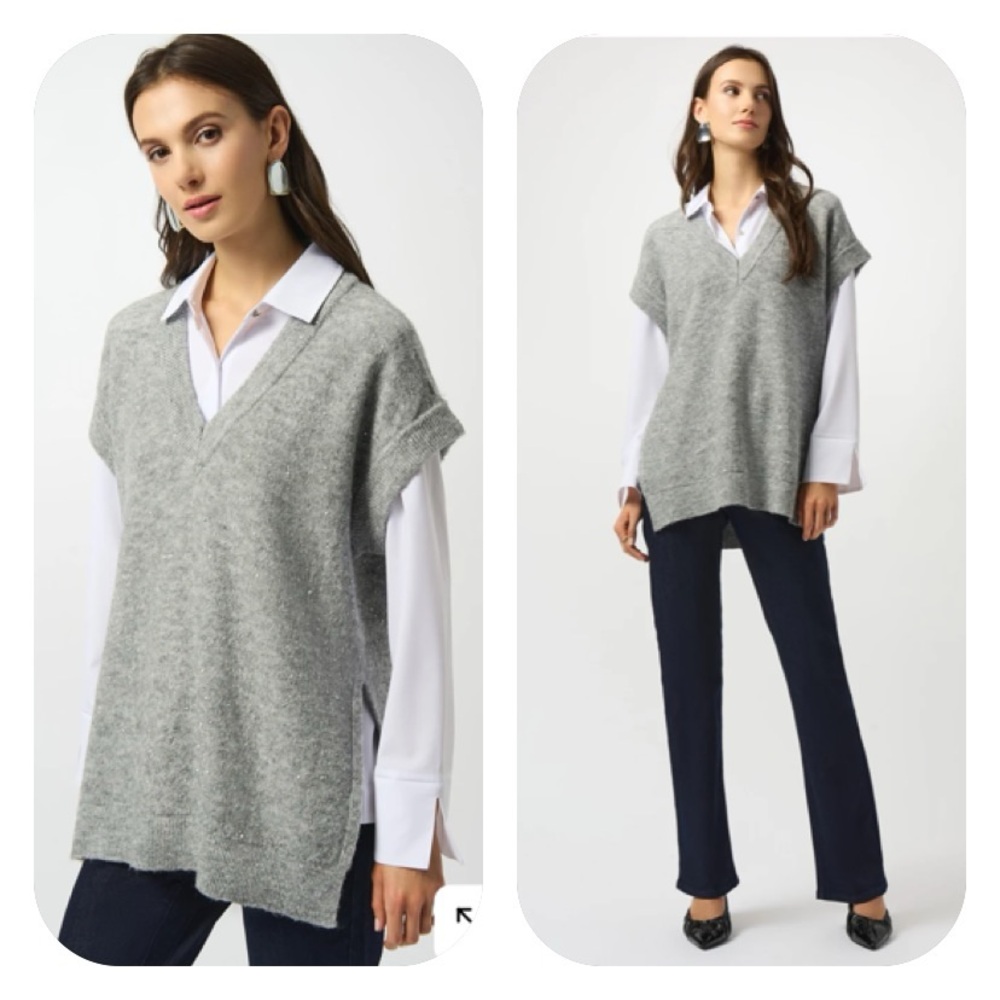 Joseph Ribkoff Silver Sleeveless Tunic w/Sequins